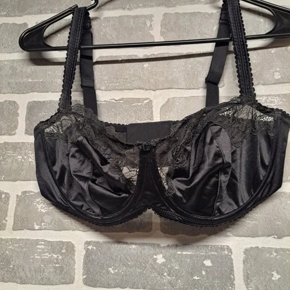 Skims Womens Satin Lace Black Floral Sexy Bra Full Coverage Size 36DD - Picture 5 of 10